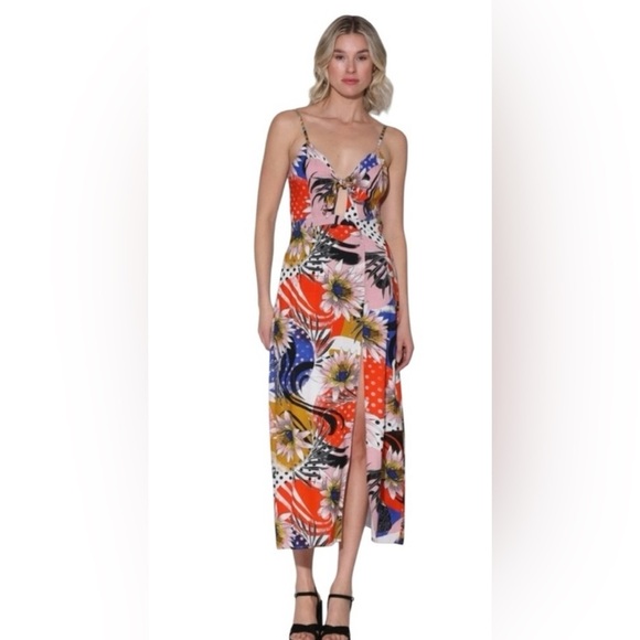 Walter Baker Natasha Bold Print Cut-Out Midi Dress - Picture 7 of 10